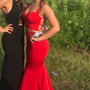 Beautiful Red Two Piece La Femme Formal Dress